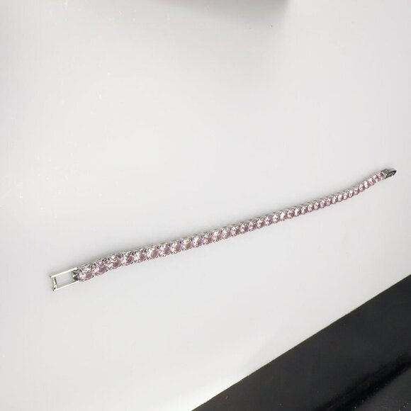 Pink Small Tennis Bracelet | Sterling silver | Pandora US Cubic Zirconia Tennis Bracelet Pink Silver Tone